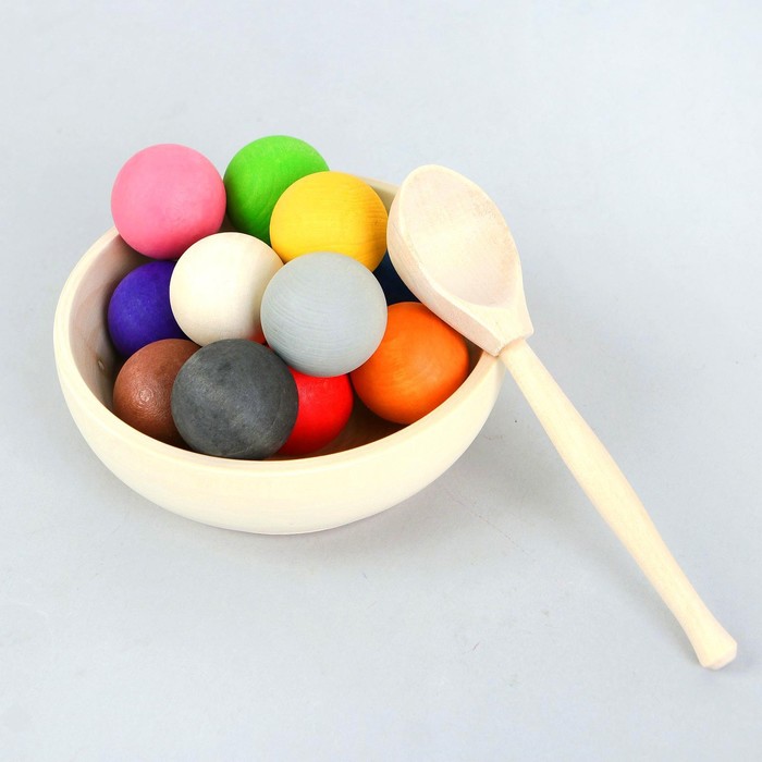 Сортер "Шарики и ступки", маленькие, размер ступки: 3,5 × 3,5 × 5 см