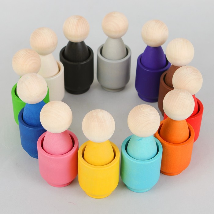 Сортер "Гномики большие в колпачках в стаканчиках", 12 шт.