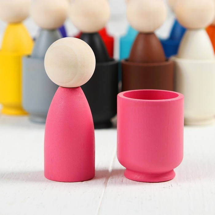 Сортер "Гномики большие в колпачках, с кроватками и стаканчиками", 12 шт.