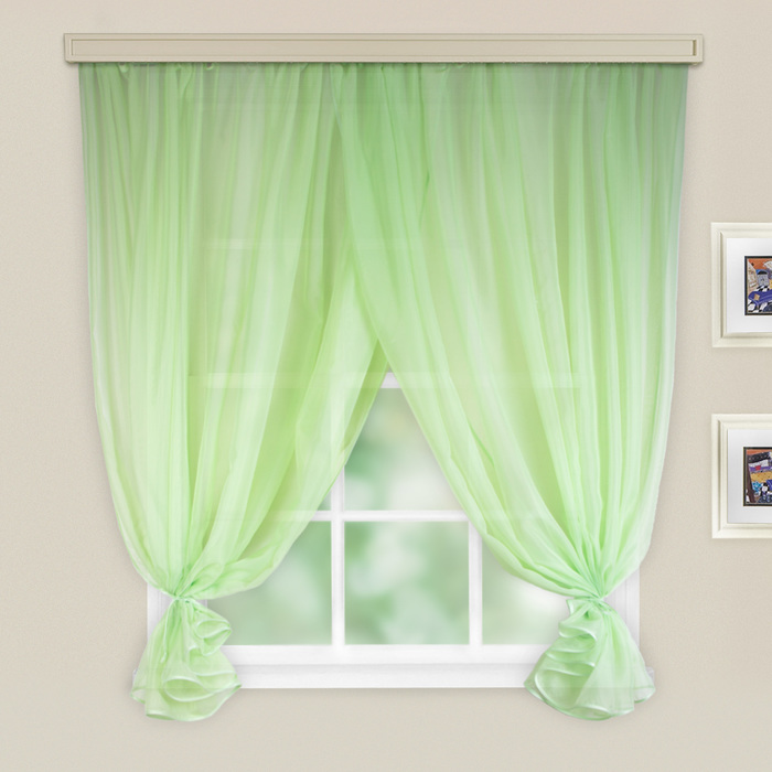 Комплект штор для кухни Дуэт св. зеленый 500*180,100% п/э