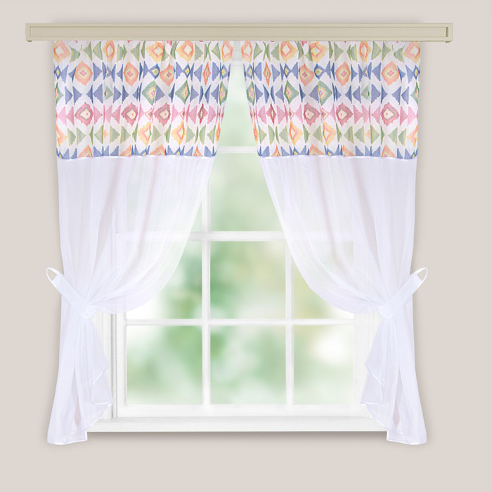 Комплект штор для кухни Кристалл Этно мульти 280х160 см, п/э 100%