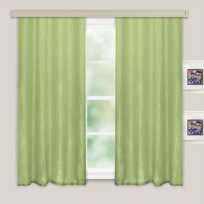 Комплект портьер для кухни Тергалет зеленый 135х180 см 2шт, п/э 100%