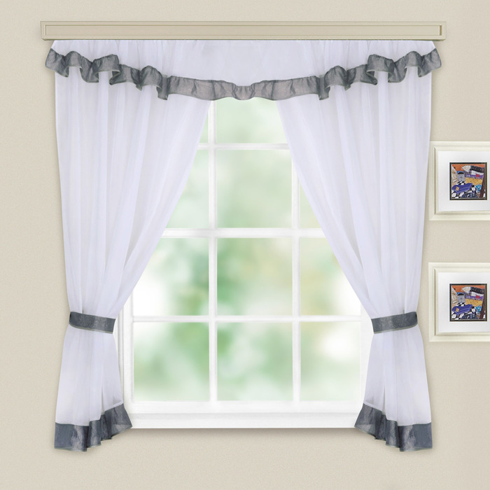 Комплект штор для кухни Акцент серый 280 x 170 см, п/э 100%