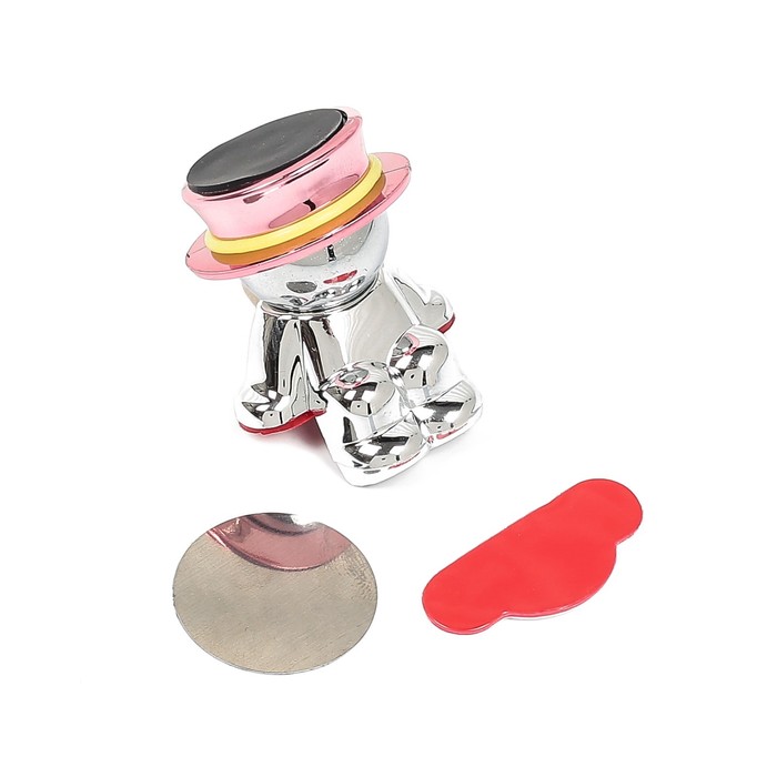 Держатель телефона магнитный, человечек розовый