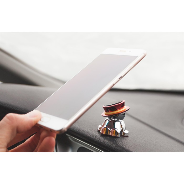 Держатель телефона магнитный, человечек в шляпе, красный
