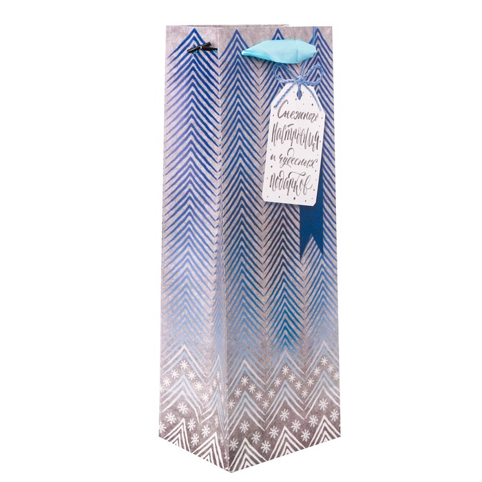 Пакет под бутылку крафтовый «Снежного настроения и чудесных подарков», 12 × 36 × 10 см