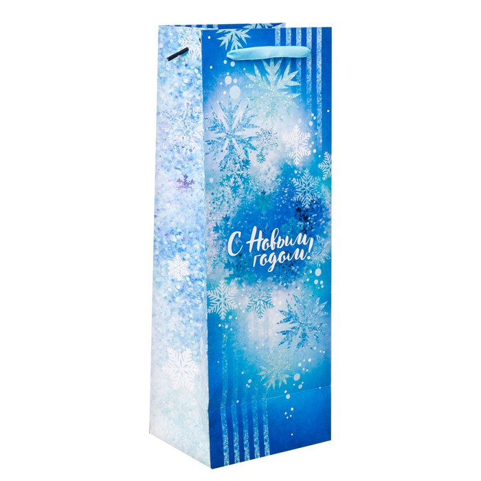 Пакет под бутылку крафтовый «С Новым Годом!», 12 × 36 × 10 см