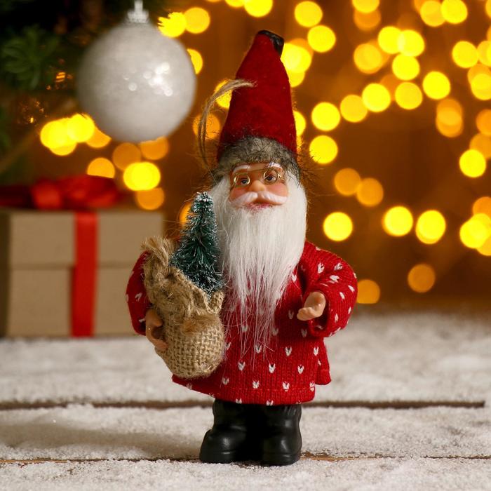 Дед Мороз В красном с мешком 14 см дед мороз в красном костюме с узором двигается музыка саксофон 160 см