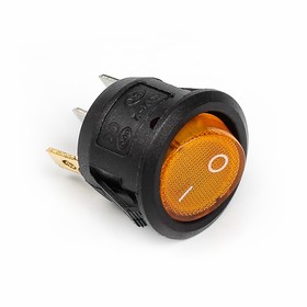 Выключатель клавишный с подсветкой, диаметр 23 мм, желтый Ош
