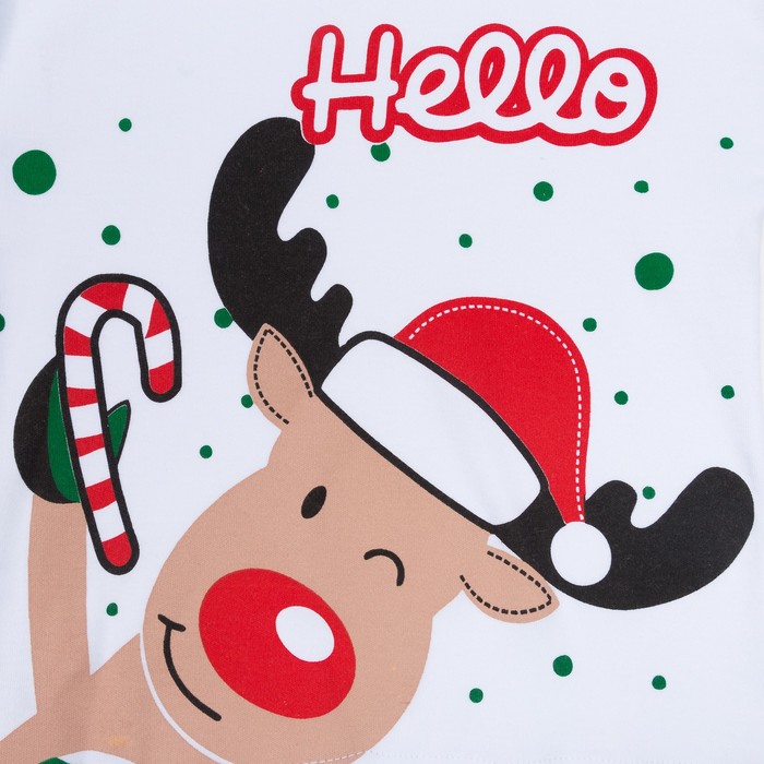 Пижама детская, размер 68, рост 134 см, белый/зеленый(Лось Б)