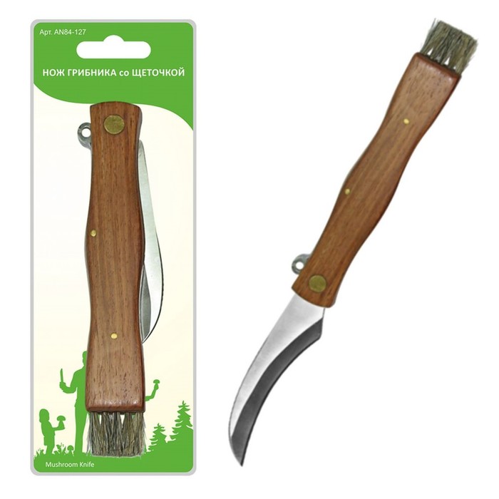 Нож грибника со щеточкой нож грибника со щеточкой мультидом деревянная ручка