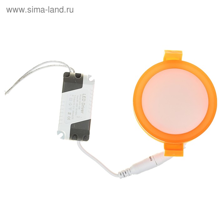 Светильник точечный светодиодный Luazon R-07 круглый, 7 Вт, 4000 К, 220 В, 80 мм, оранжевый