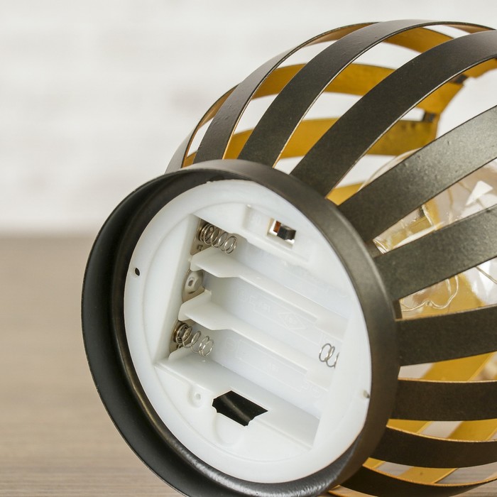 Лампа настольная лофт "Фонарь чёрный" 3АА 14,5х14,5х17 см