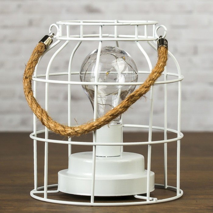 Лампа настольная лофт "Интрига" белая 3АА 16х16х19 см