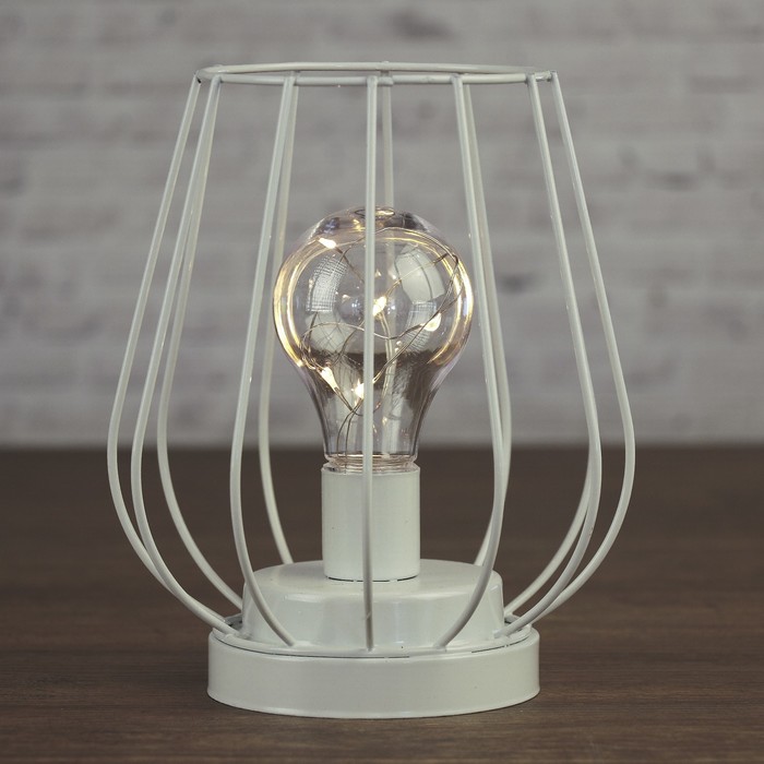 Лампа настольная лофт "Вечер" белая 3АА 14,5х14,5х17,5 см