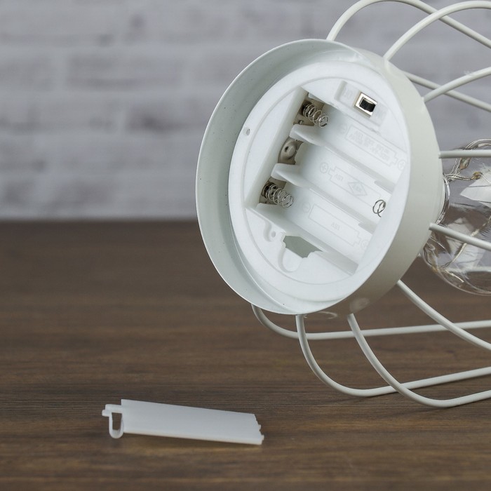 Лампа настольная лофт "Вечер" белая 3АА 14,5х14,5х17,5 см