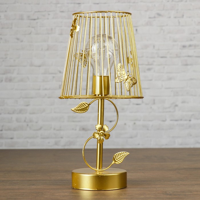 Лампа настольная лофт "Сад" золото 3ААА 14,5х14,5х30 см