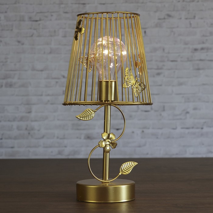 Лампа настольная лофт "Сад" золото 3ААА 14,5х14,5х30 см