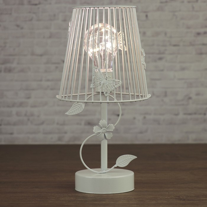 Лампа настольная лофт "Сад" белая 3ААА 14,5х14,5х30 см