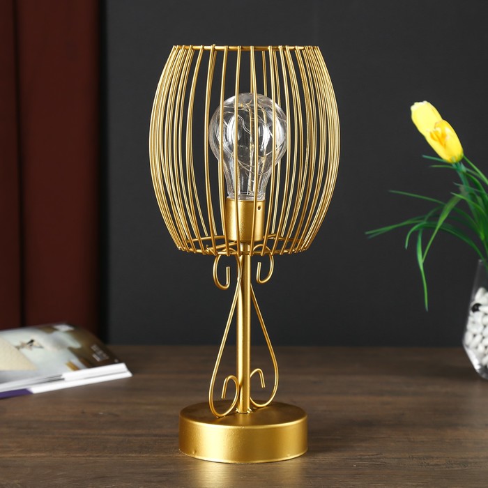 Лампа настольная лофт "Вивьен" золото 3ААА 15х15х30 см