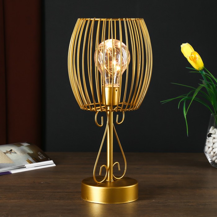 Лампа настольная лофт "Вивьен" золото 3ААА 15х15х30 см