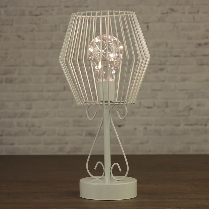 Лампа настольная лофт "Вивьен" белая 3ААА 15х15х30 см