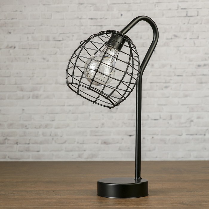 Лампа настольная лофт "Идея" чёрная 3ААА 14х18х33 см