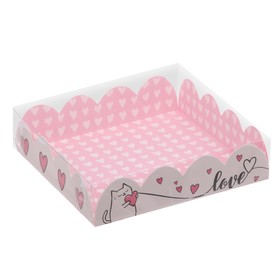 Коробка для кондитерских изделий с PVC-крышкой Love, 13 × 13 × 3 см от Сима-ленд