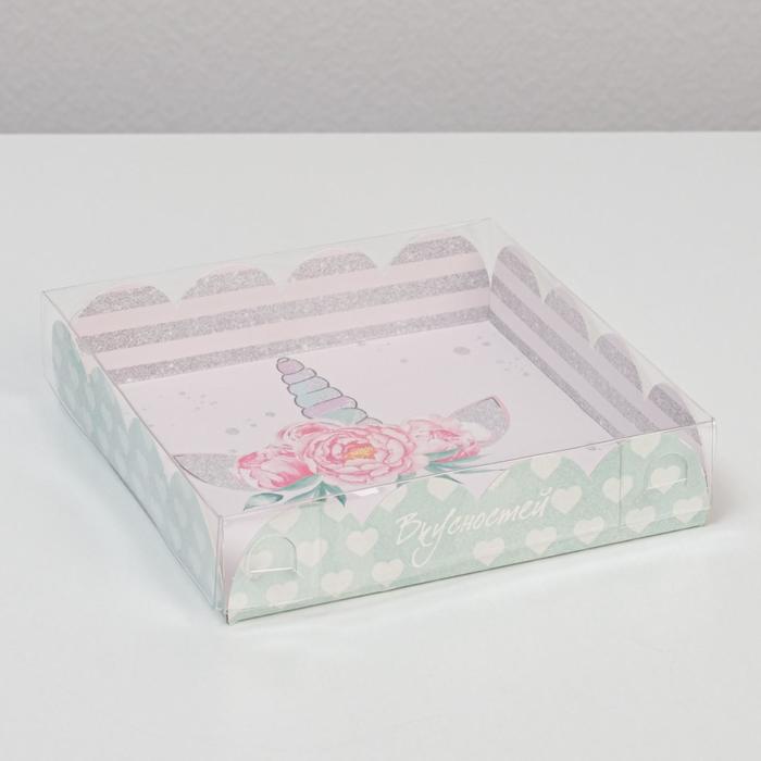 Коробка для кондитерских изделий с PVC крышкой «Волшебных моментов», 13 х 13 х 3 см