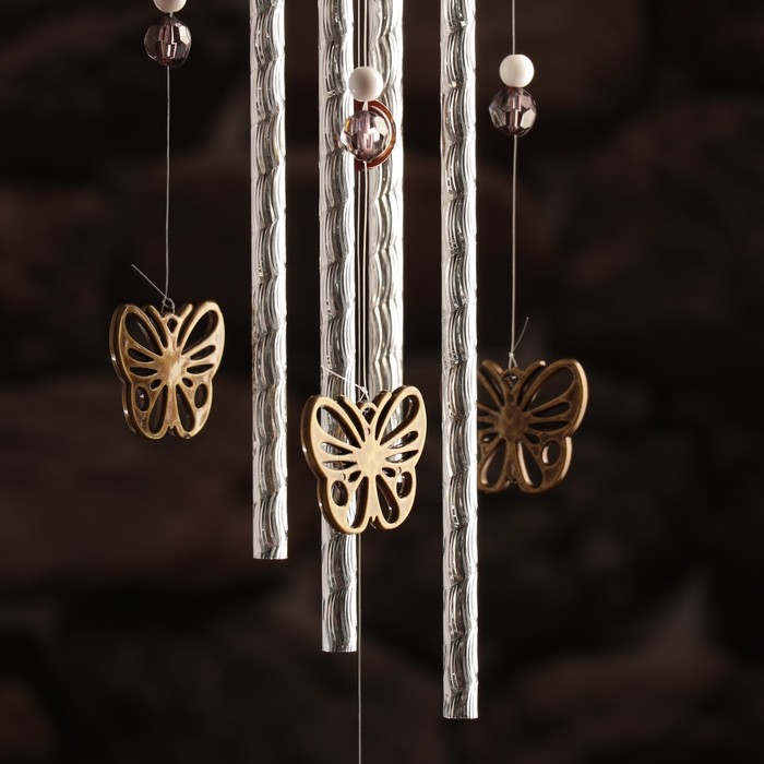 Музыка ветра пластик "Бабочки и сердца" 4 трубки 10 элементов 64 см