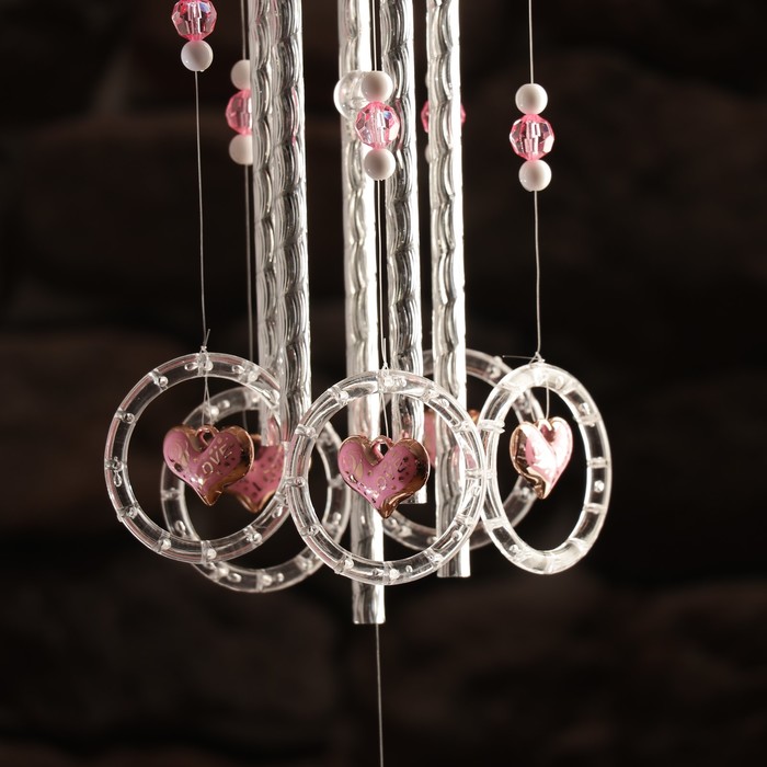 Музыка ветра пластик "Сердце в круге" 5 трубок 6 элементов МИКС 69 см