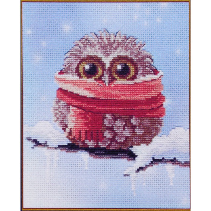 Алмазная мозаика "Совушки-времена года. Зима", 20*25 см, 20 цветов