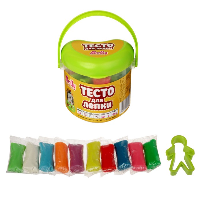 Тесто для лепки 10 цв 150 гр + 1 формочка M1218/1