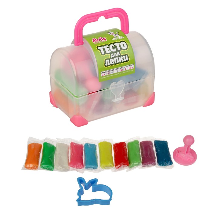 Тесто для лепки Сундучок 10 цв 150 гр + 2 формочки M1219/1