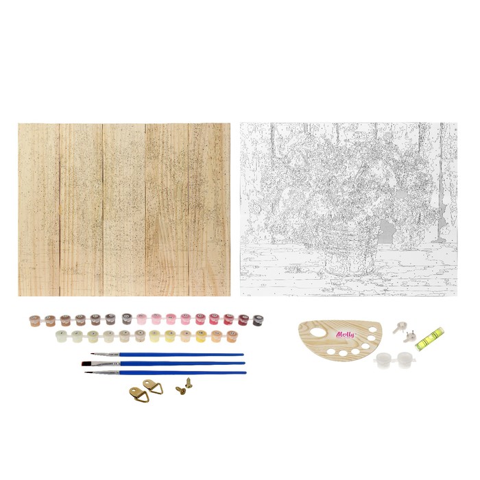 Картины по номерам на дереве 40х50 "Дачный букет" 28 цв