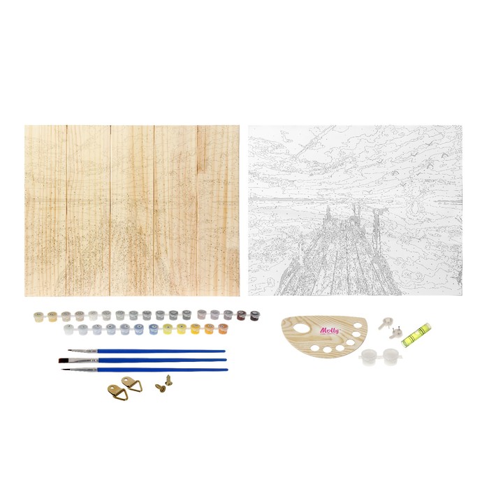 Картины по номерам на дереве 40х50 "Одинокая пристань" 29 цв