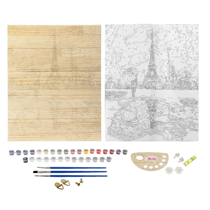 Картины по номерам на дереве 40х50 "Зимний париж 27 цв