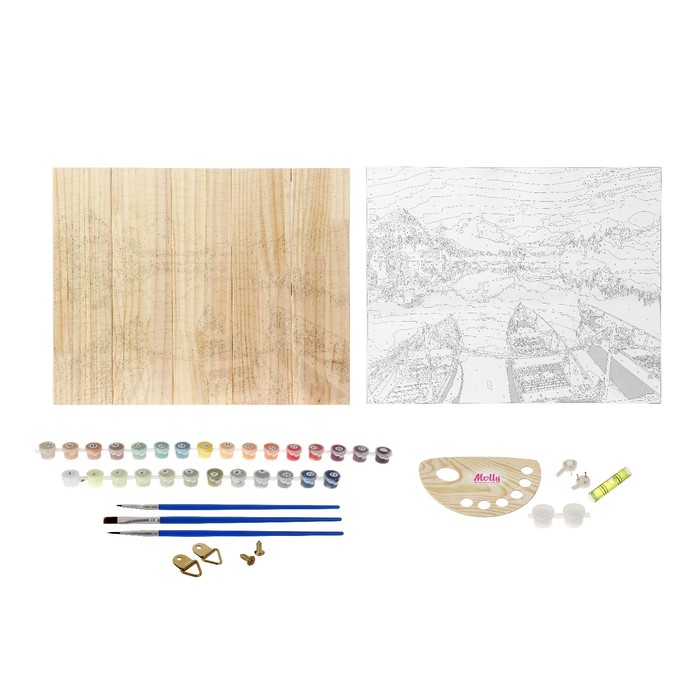 Картины по номерам на дереве 40х50 "Тихий вечер" 28 цв