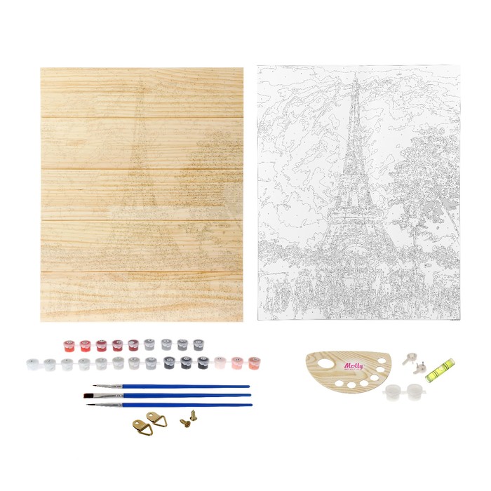 Картины по номерам на дереве 40х50 "Вечер в Париже" 21 цв