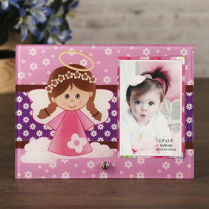 Фоторамка стекло 6х9 см "Ангелочек-девочка" 12х16 см