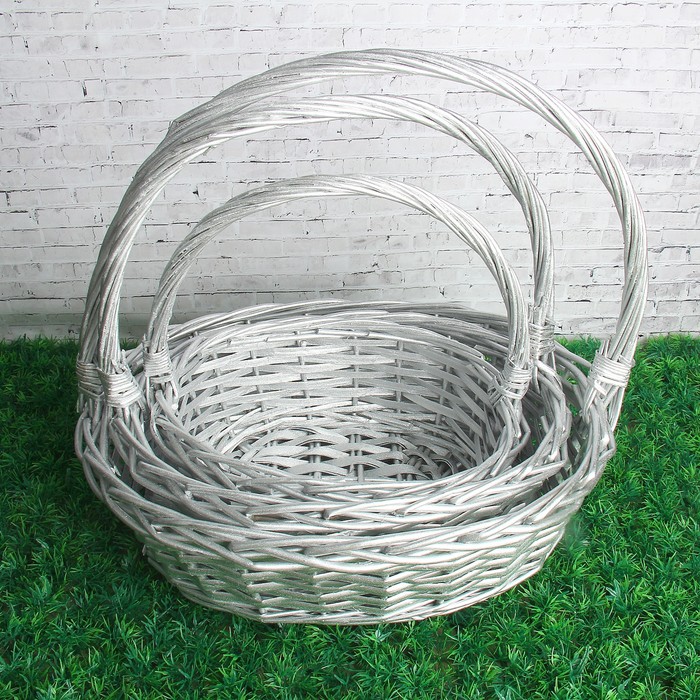 Набор корзин, 3 шт: 39×29×13/36 см, 33×24×11/33 см, 27×19×10/26 см, ива