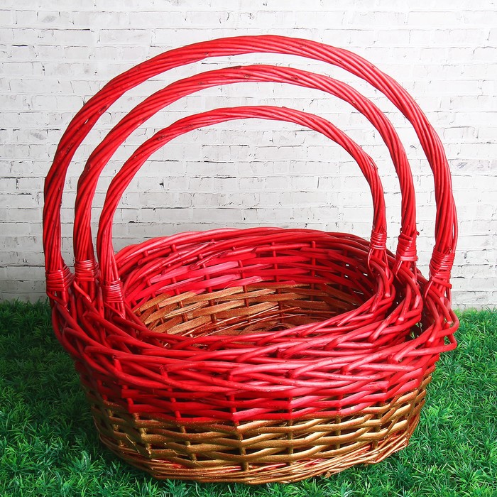 Набор корзин, 3 шт: 39×31×15/39 см, 34×25×12/33 см, 29×21×8/25 см, ива