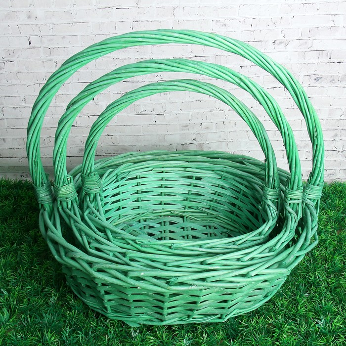 Набор корзин, 3 шт: 40×32×14/37 см, 34×26×12/33 см, 29×21×11/28 см, ива