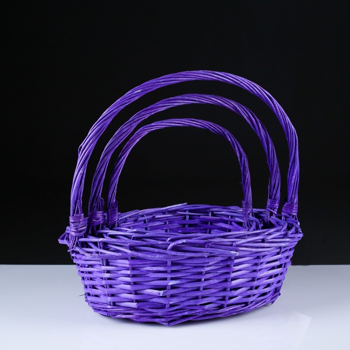 Набор корзин, 3 шт: 40×32×14/37 см, 34×26×12/33 см, 29×21×11/28 см, ива