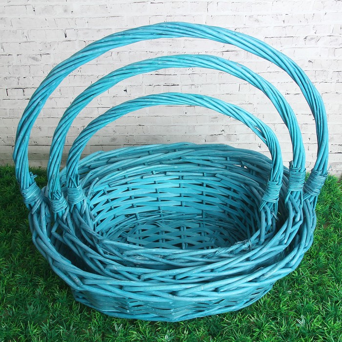 Набор корзин, 3 шт: 40×32×14/37 см, 34×26×12/33 см, 29×21×11/28 см, ива