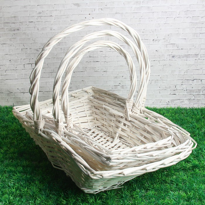 Набор корзин, 3 шт: 50×33×13/41 см, 44×28×11/35 см, 38×23×14/33 см, ива