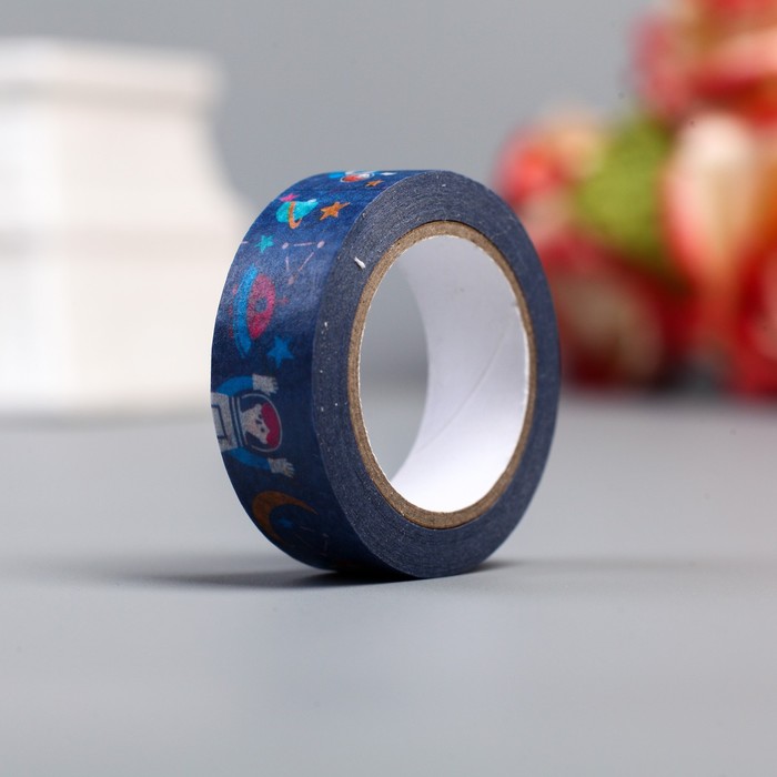 Клейкая лента декоративная бумажная "Космос" ширина 1,5 см намотка 10 метров