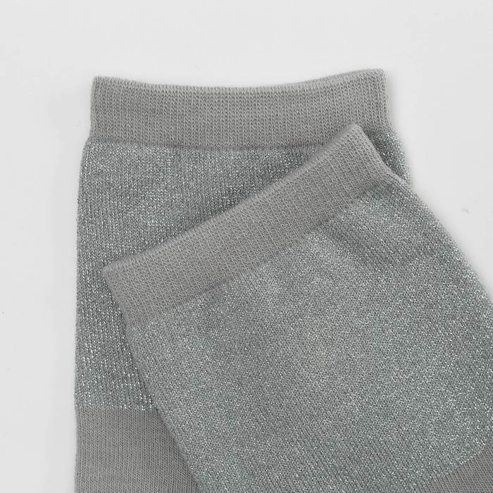 Носки женские с люрексом, цвет светло-серый/серебро, размер 27
