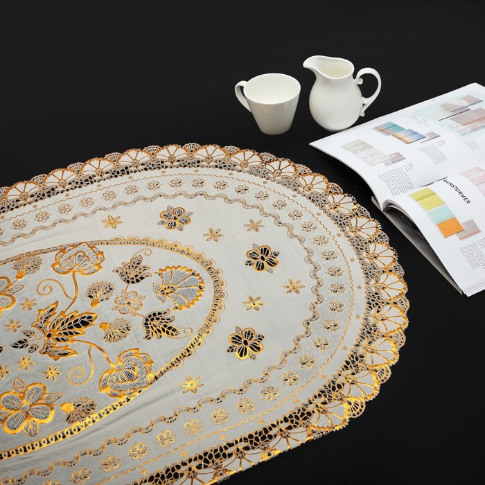Салфетка ажурная ПВХ 100х60 см "Веера" золото