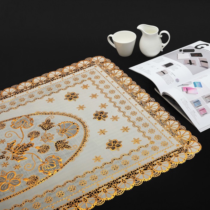 Салфетка ажурная ПВХ 100х60 см "Веера" золото